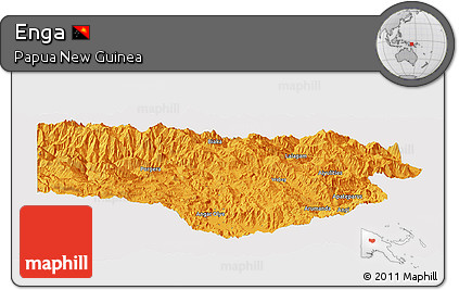 Political Panoramic Map of Enga, single color outside
