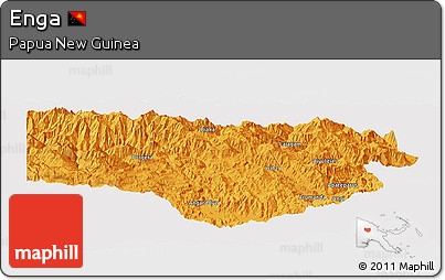 Political Panoramic Map of Enga, single color outside
