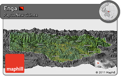 Satellite Panoramic Map of Enga, desaturated