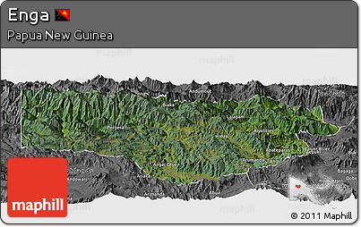 Satellite Panoramic Map of Enga, desaturated