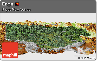 Satellite Panoramic Map of Enga, physical outside