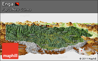 Satellite Panoramic Map of Enga, physical outside