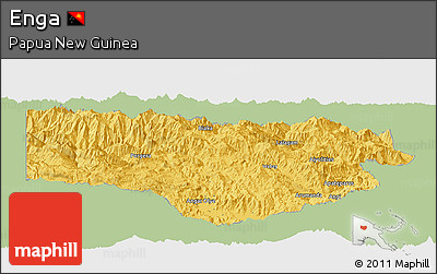 Savanna Style Panoramic Map of Enga, single color outside