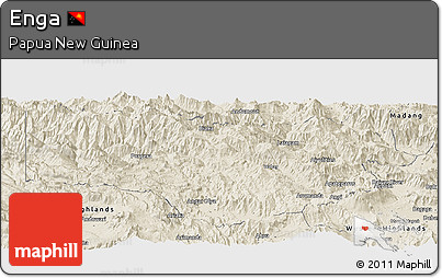 Shaded Relief Panoramic Map of Enga