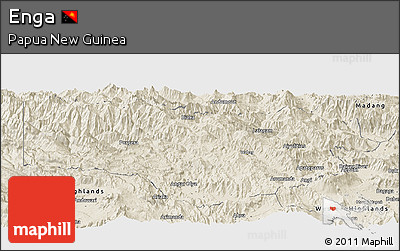 Shaded Relief Panoramic Map of Enga