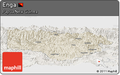 Shaded Relief Panoramic Map of Enga, lighten