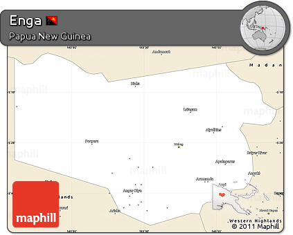 Classic Style Simple Map of Enga