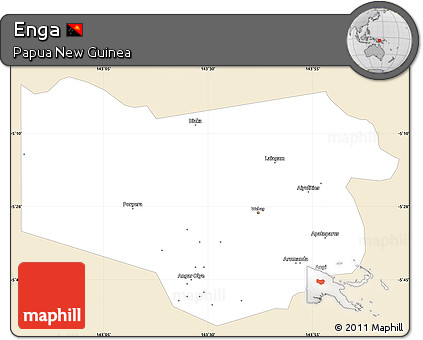 Classic Style Simple Map of Enga, single color outside