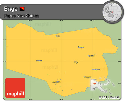 Savanna Style Simple Map of Enga, single color outside