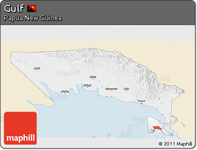 Classic Style 3D Map of Gulf, single color outside
