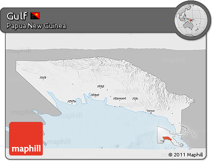 Gray 3D Map of Gulf, single color outside