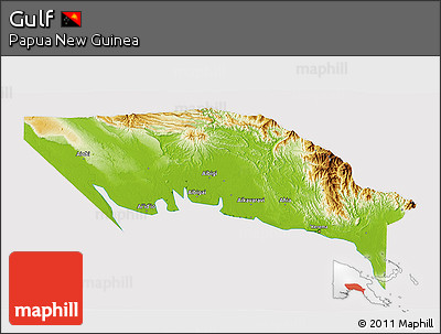 Physical 3D Map of Gulf, cropped outside