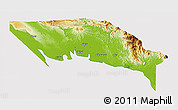 Physical 3D Map of Gulf, cropped outside