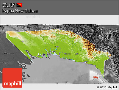 Physical 3D Map of Gulf, darken, desaturated