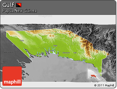 Physical 3D Map of Gulf, darken, desaturated