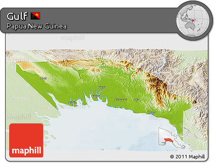Physical 3D Map of Gulf, lighten
