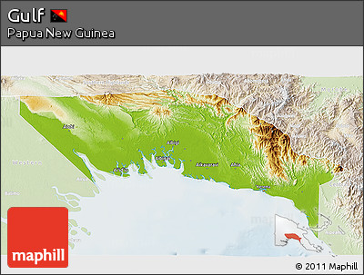 Physical 3D Map of Gulf, lighten