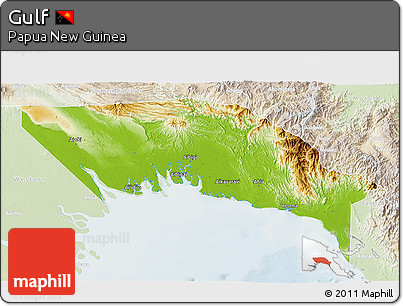 Physical 3D Map of Gulf, lighten
