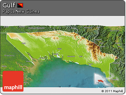 Physical 3D Map of Gulf, satellite outside