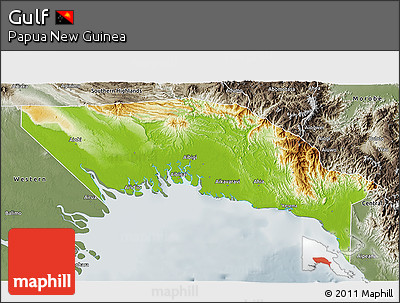 Physical 3D Map of Gulf, semi-desaturated