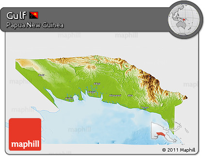 Physical 3D Map of Gulf, single color outside