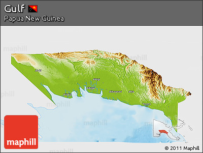 Physical 3D Map of Gulf, single color outside