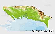 Physical 3D Map of Gulf, single color outside