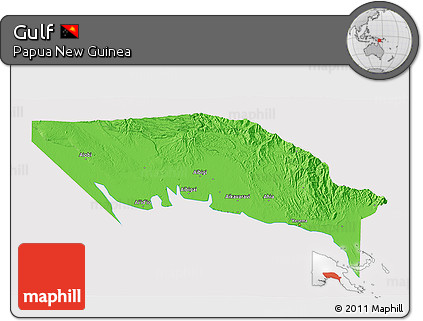 Political 3D Map of Gulf, cropped outside