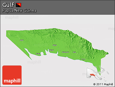 Political 3D Map of Gulf, cropped outside