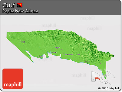 Political 3D Map of Gulf, cropped outside