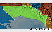 Political 3D Map of Gulf, darken