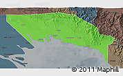 Political 3D Map of Gulf, darken, semi-desaturated