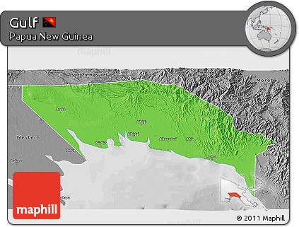Political 3D Map of Gulf, desaturated