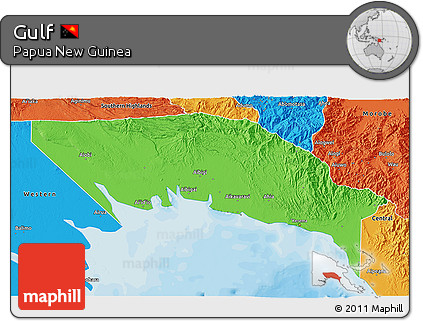 Political 3D Map of Gulf