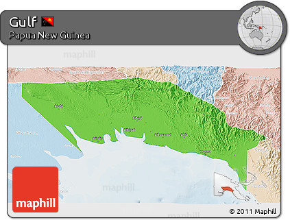 Political 3D Map of Gulf, lighten