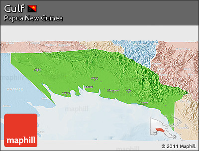 Political 3D Map of Gulf, lighten