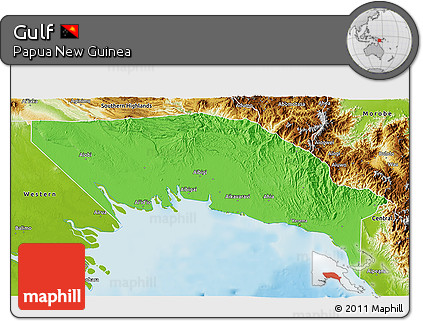 Political 3D Map of Gulf, physical outside