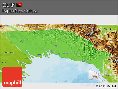 Political 3D Map of Gulf, physical outside