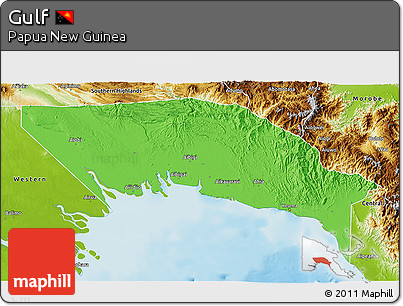 Political 3D Map of Gulf, physical outside