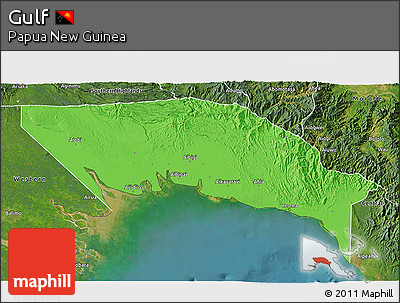 Political 3D Map of Gulf, satellite outside