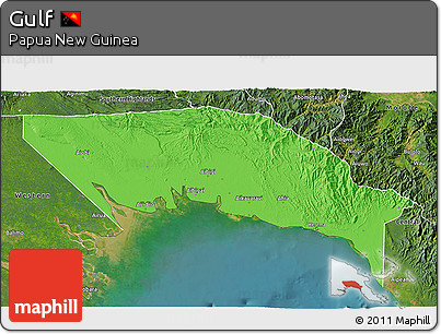 Political 3D Map of Gulf, satellite outside