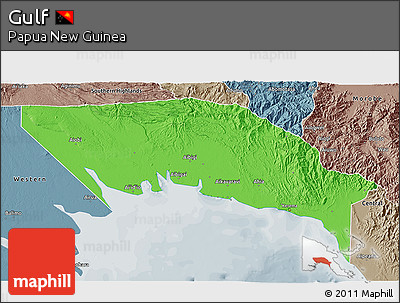Political 3D Map of Gulf, semi-desaturated