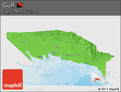 Political 3D Map of Gulf, single color outside