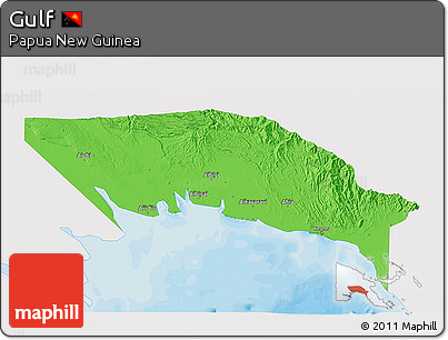 Political 3D Map of Gulf, single color outside