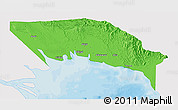 Political 3D Map of Gulf, single color outside