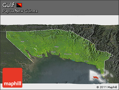 Satellite 3D Map of Gulf, darken, semi-desaturated