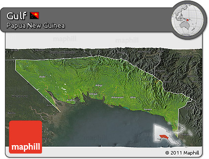 Satellite 3D Map of Gulf, darken, semi-desaturated