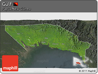 Satellite 3D Map of Gulf, darken, semi-desaturated