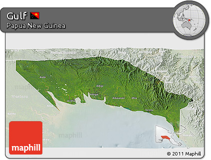 Satellite 3D Map of Gulf, lighten