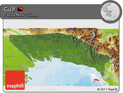 Satellite 3D Map of Gulf, physical outside